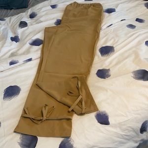 Mustard Paper Bag Cinched Ankle Dress Jogger